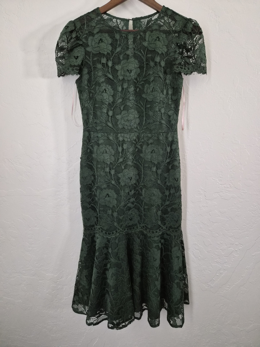 Gal Meets Glam Dark Green Floral Lace Midi Dress